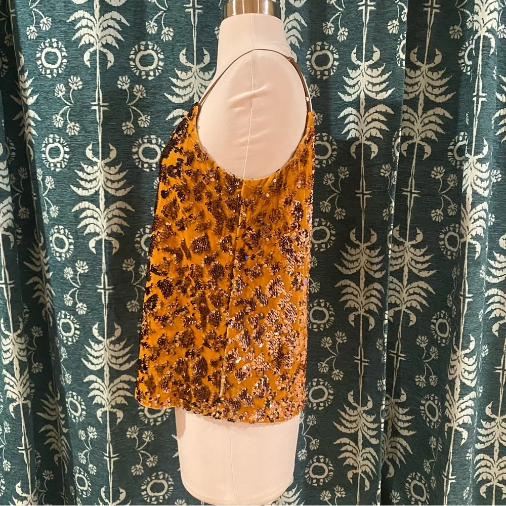 Anthropologie RO+DE Cami Tank Top Esther Sequin Velvet Animal Print Size XS - Picture 10 of 12